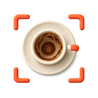 Photographing the inside of the cup from straight above