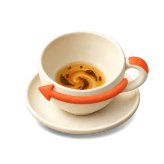 Swirling the last spoonful of tea around the cup